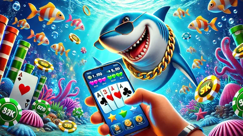 Adegan target ikan dan meriam dalam permainan arcade bawah laut