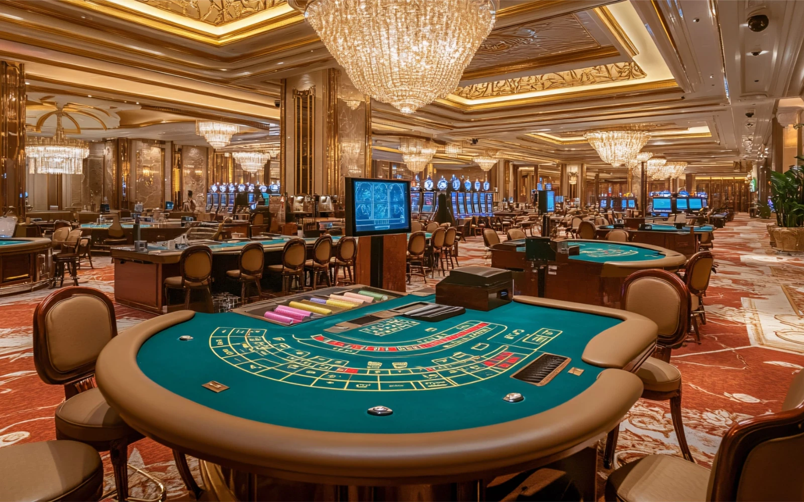 Meja roulette digital dengan roda dan susunan angka